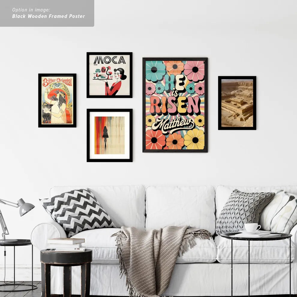 Vintage Ads with Floral Design with Text "He is Risen"