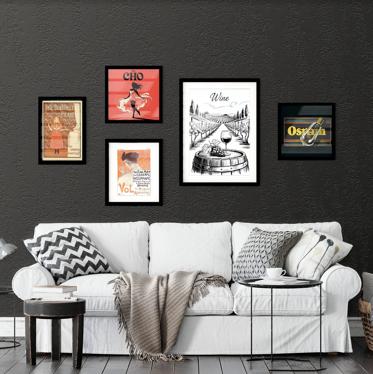 Artistic Illustration of Wine Glass and Grapes in a Beautiful Vineyard Landscape Collection