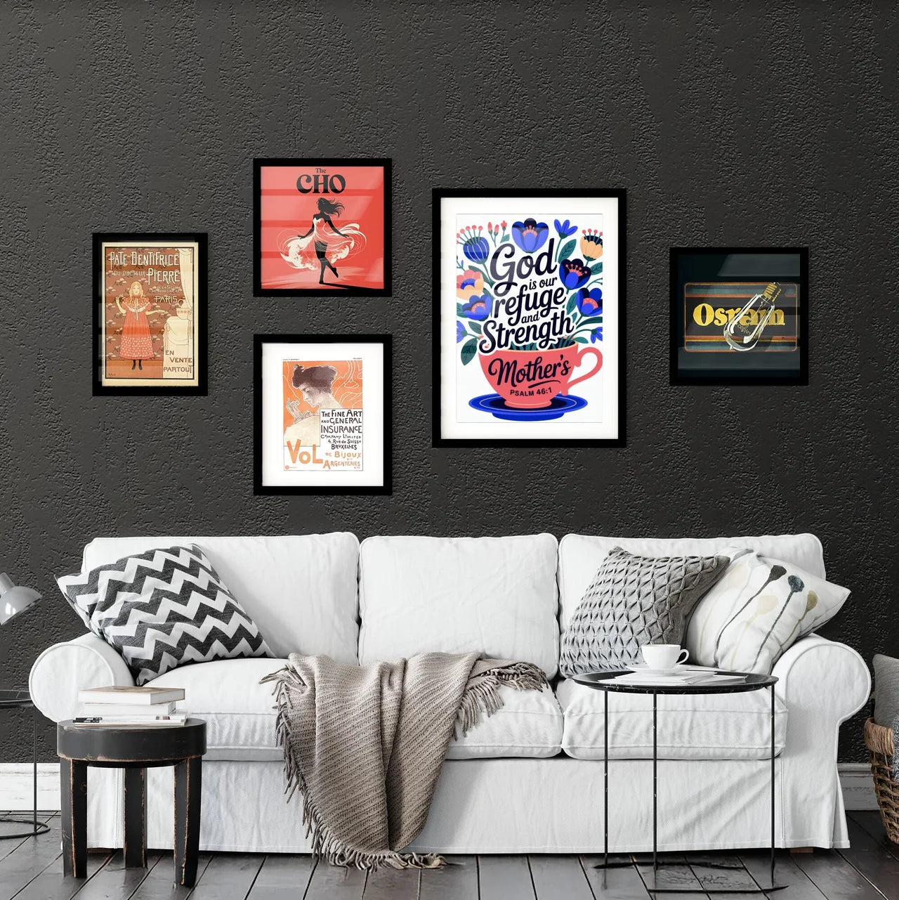 Beautiful Floral Design with Inspirational Mother's Day Message and Psalm 46:1 for Home or Office Decor. Collection