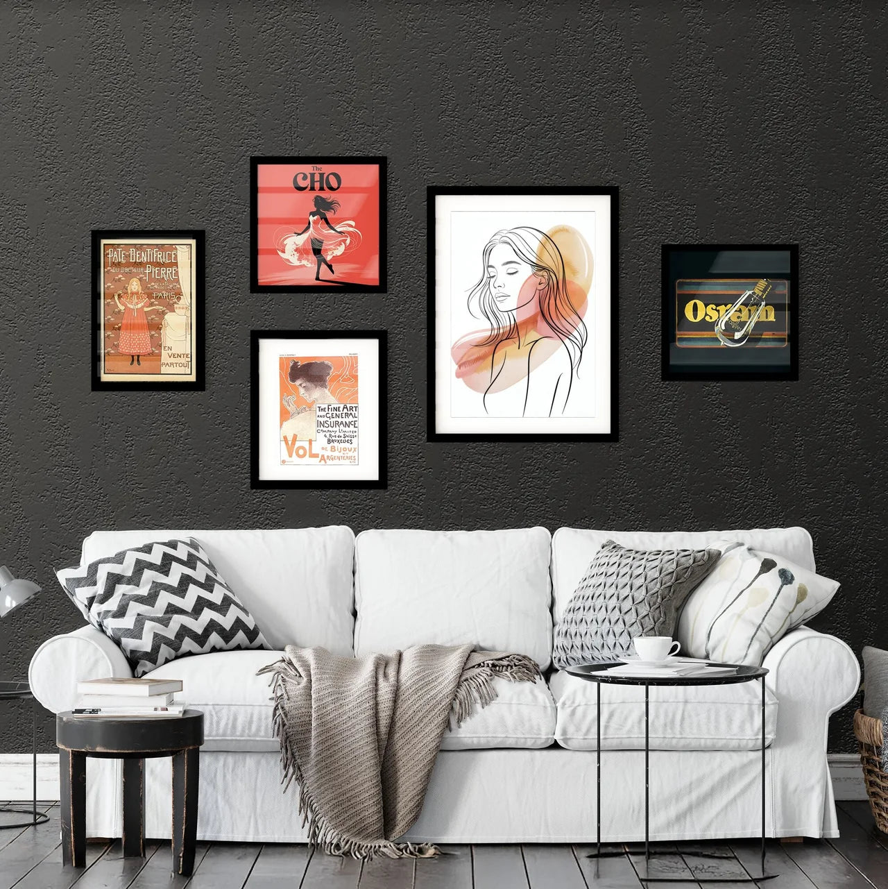 Elegant Line Art Portrait of a Serene Woman with Soft Watercolor Background Collection