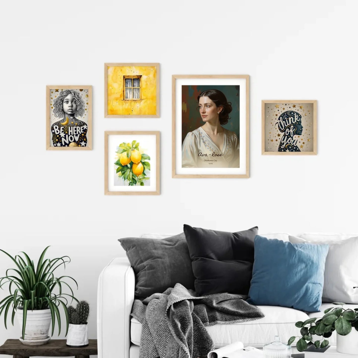 Framed Impressionist Art Portrait in Living Room