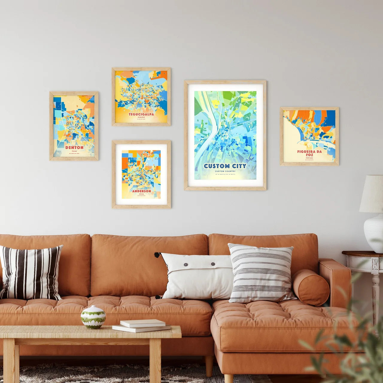 Custom COOL BLUE City Map Two-toned Creative Hometown City Poster - Design your own map poster now!