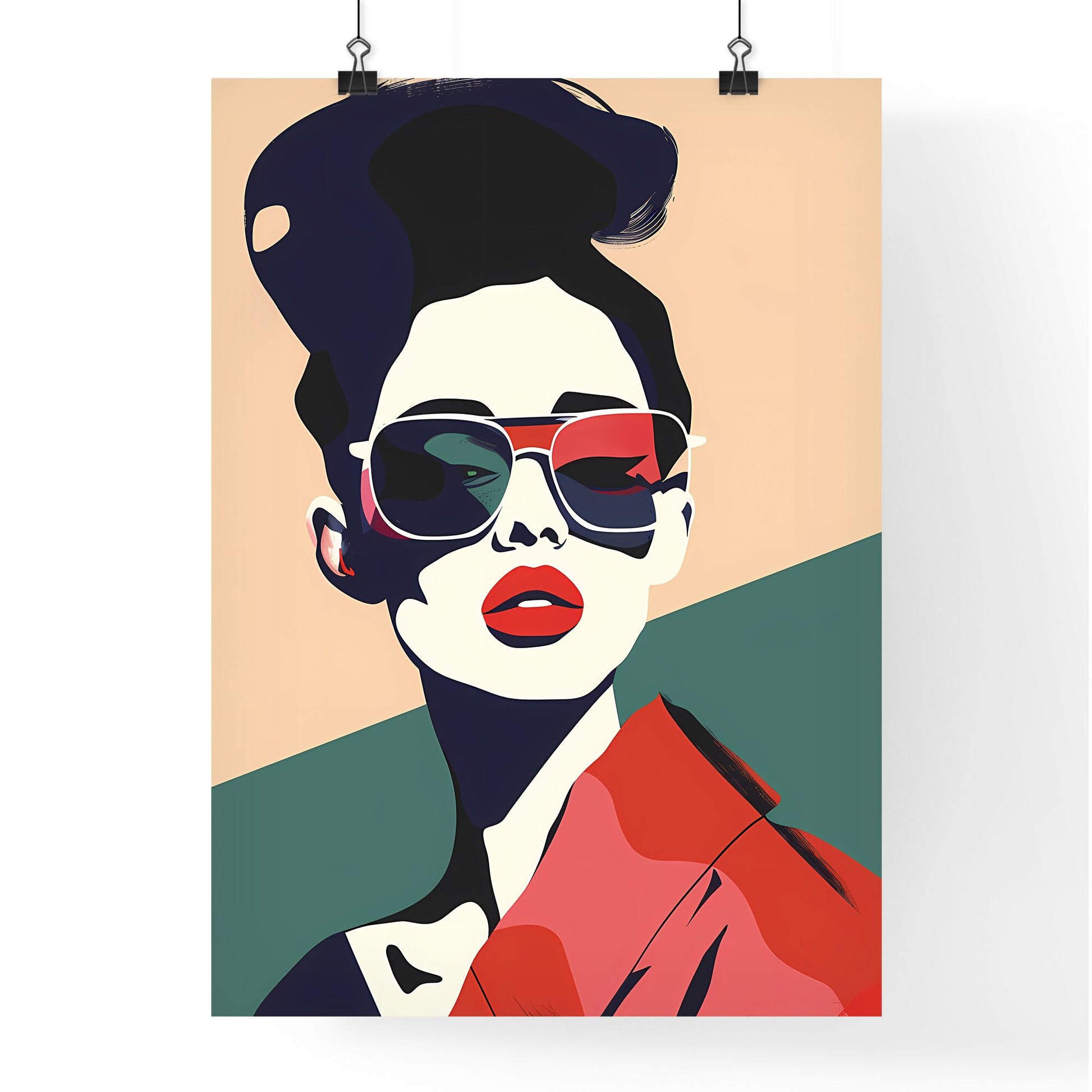 Vibrant Painting: Portrait of a Top Model in Sunglasses Default Title