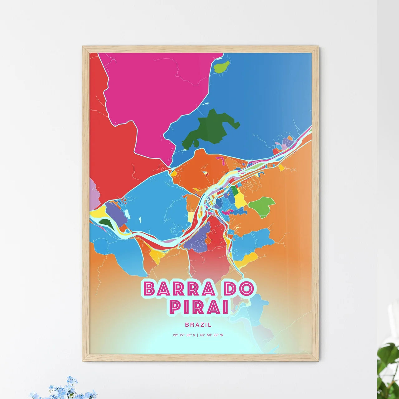 Colorful BARRA DO PIRAI BRAZIL Fine Art Map Crazy Colors