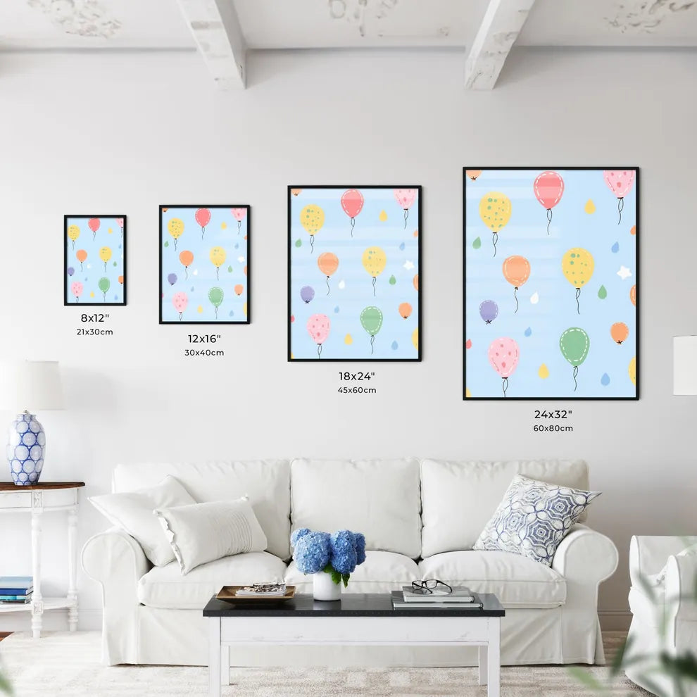 Pattern Of Balloons And Drops Art Prin Wall Art