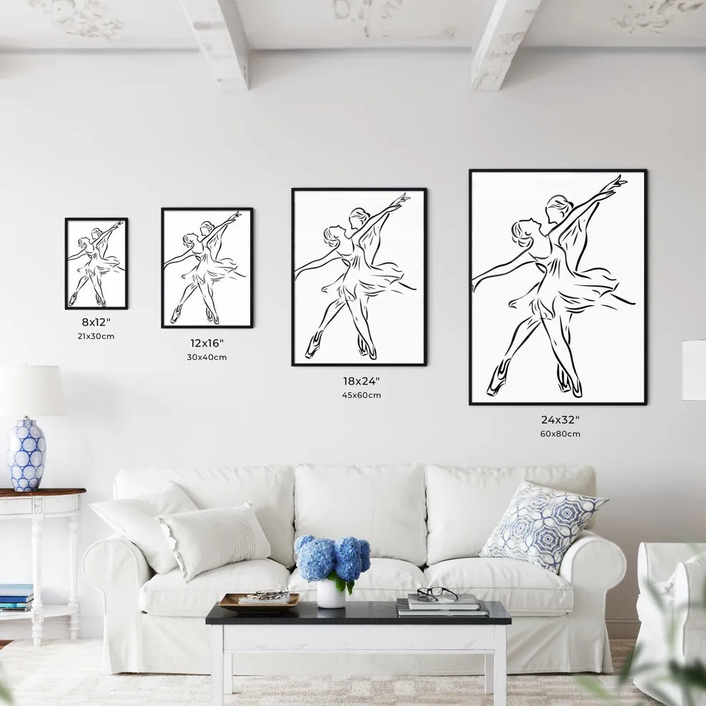 Drawing Of Two Women Dancing Art Prin Wall Art
