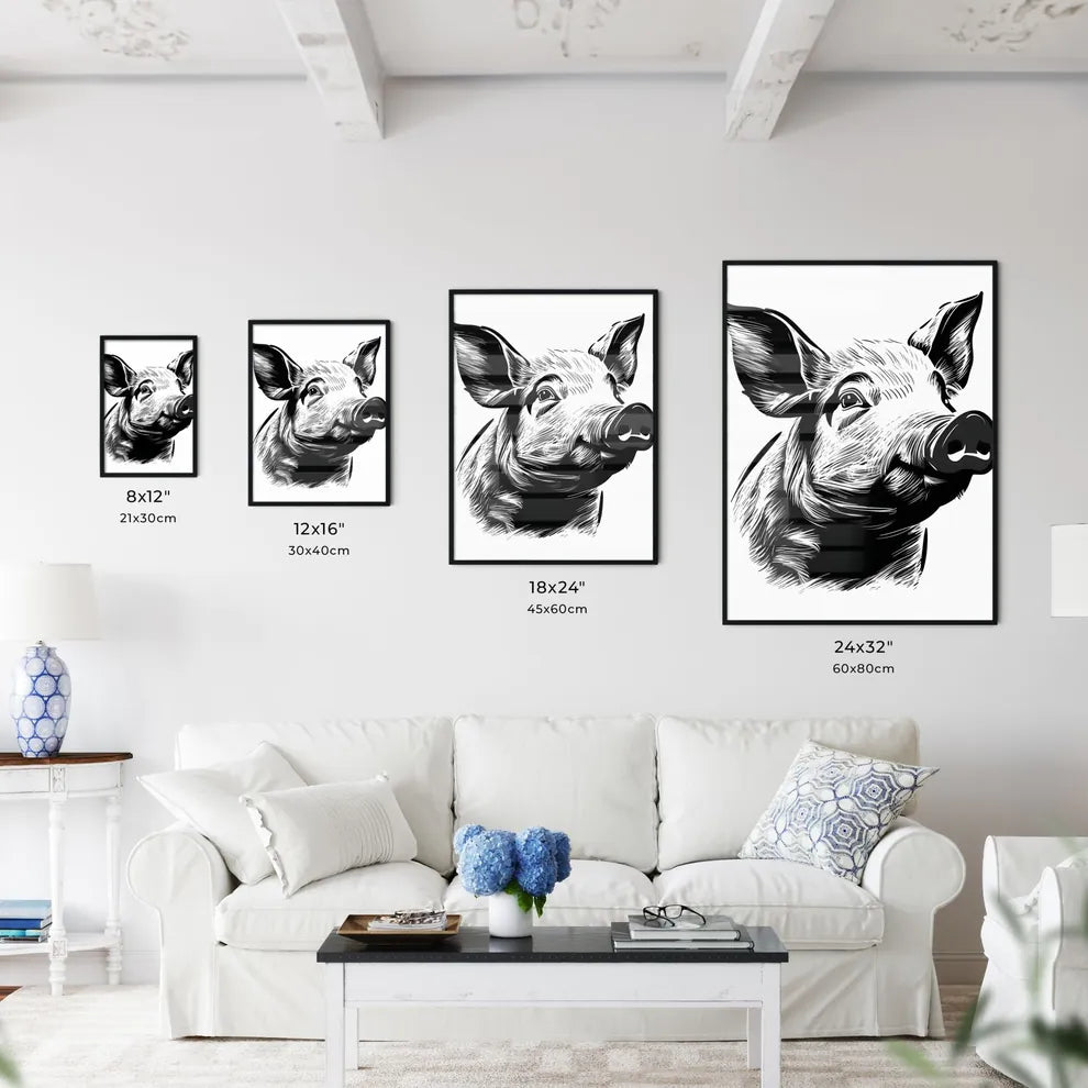 Black And White Drawing Of A Art Print