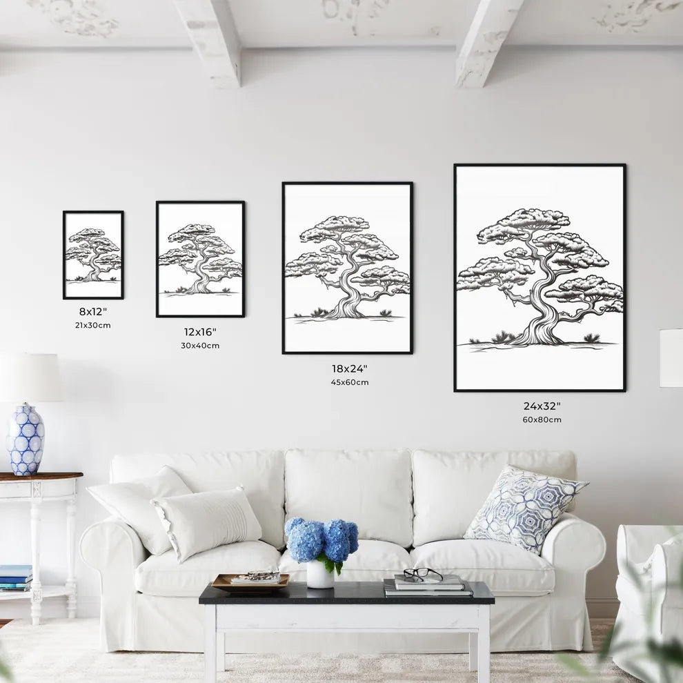 Black And White Drawing Of A Tree Art Prin Wall Art