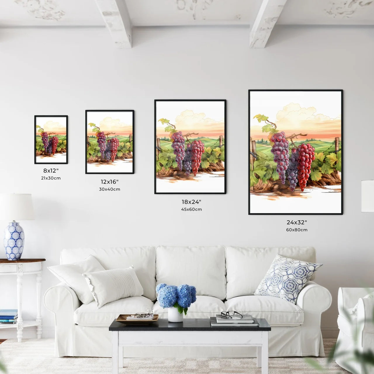Painting Of Grapes On A Vine Art Prin Wall Art