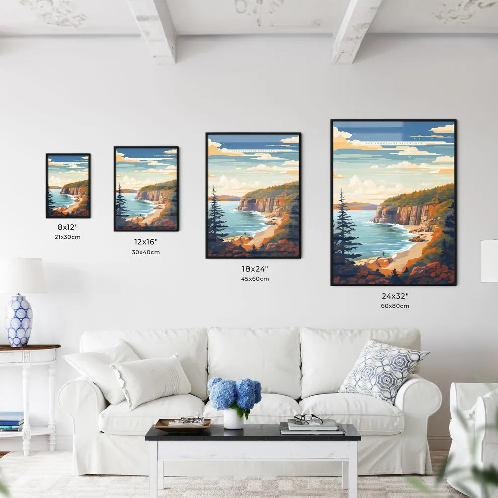 Painting Of A Beach And Water Art Prin Wall Art