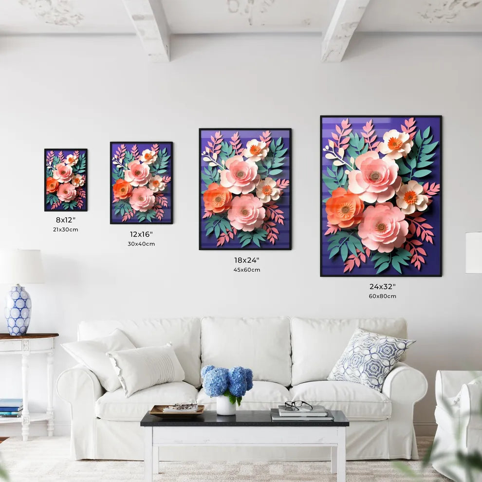 Group Of Paper Flowers Art Prin Wall Art