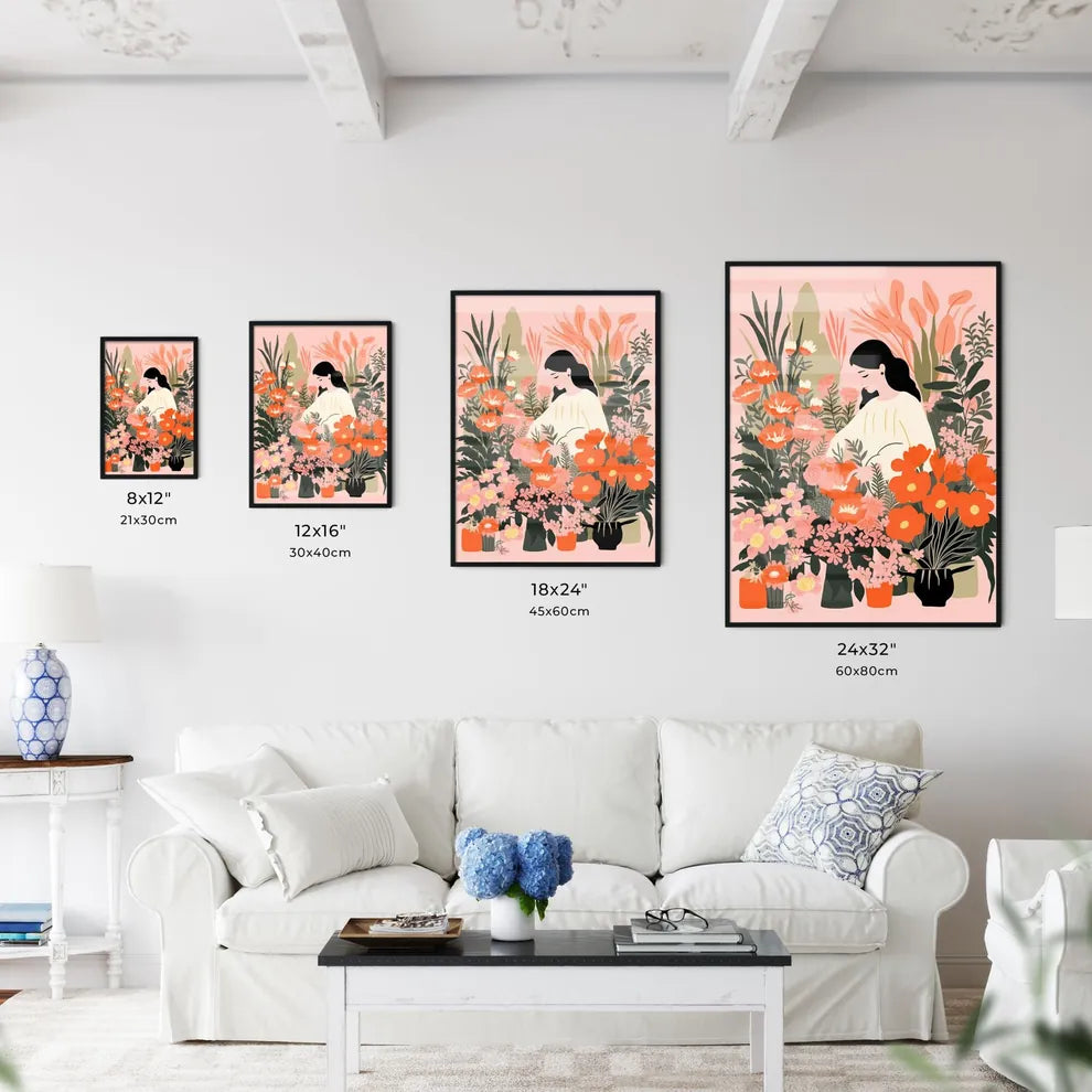 Woman In A Garden Of Flowers Art Prin Wall Art