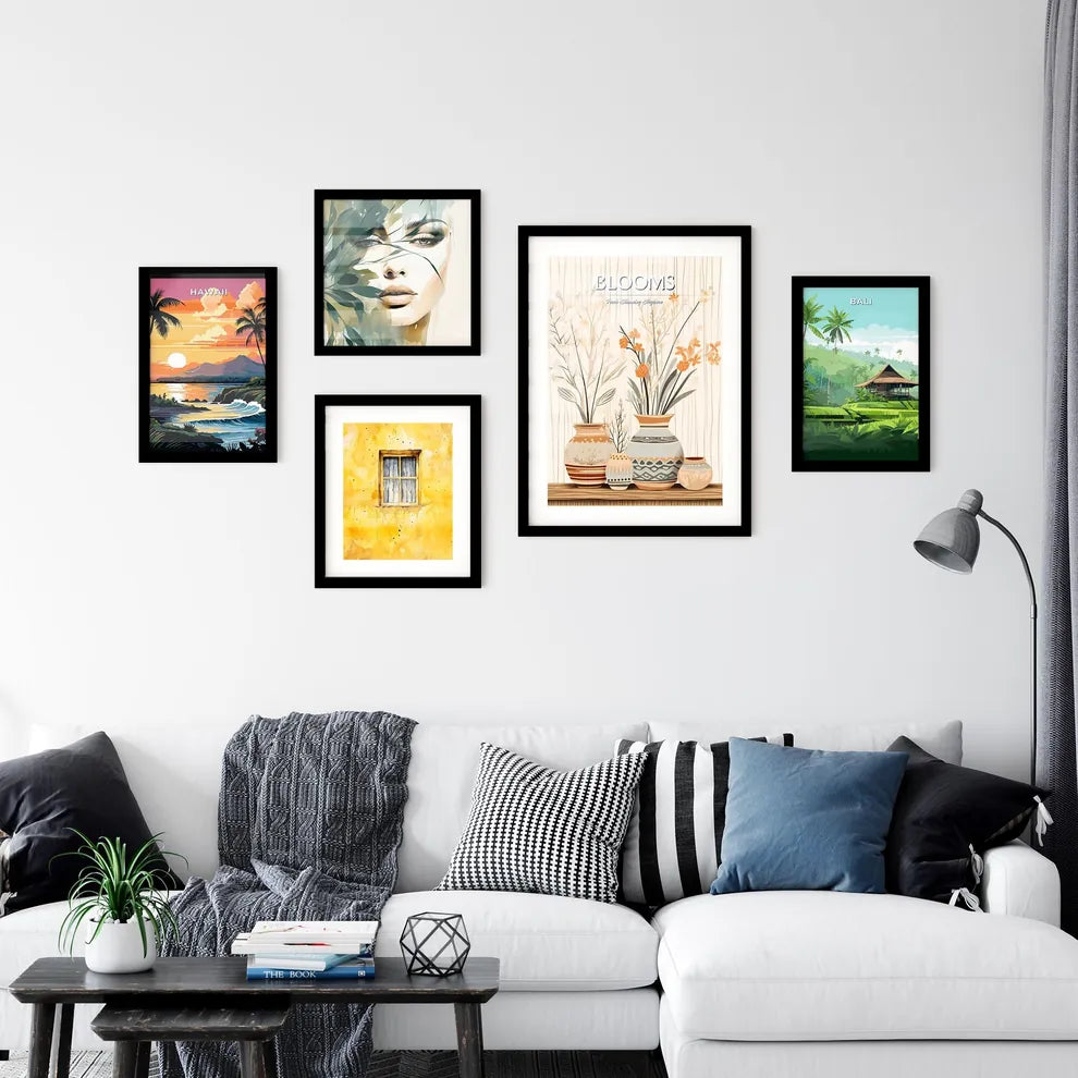 Group Of Vases With Flowers Art Prin Framed Print