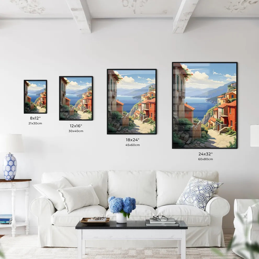 Painting Of A Village By The Water Art Print Interior Design
