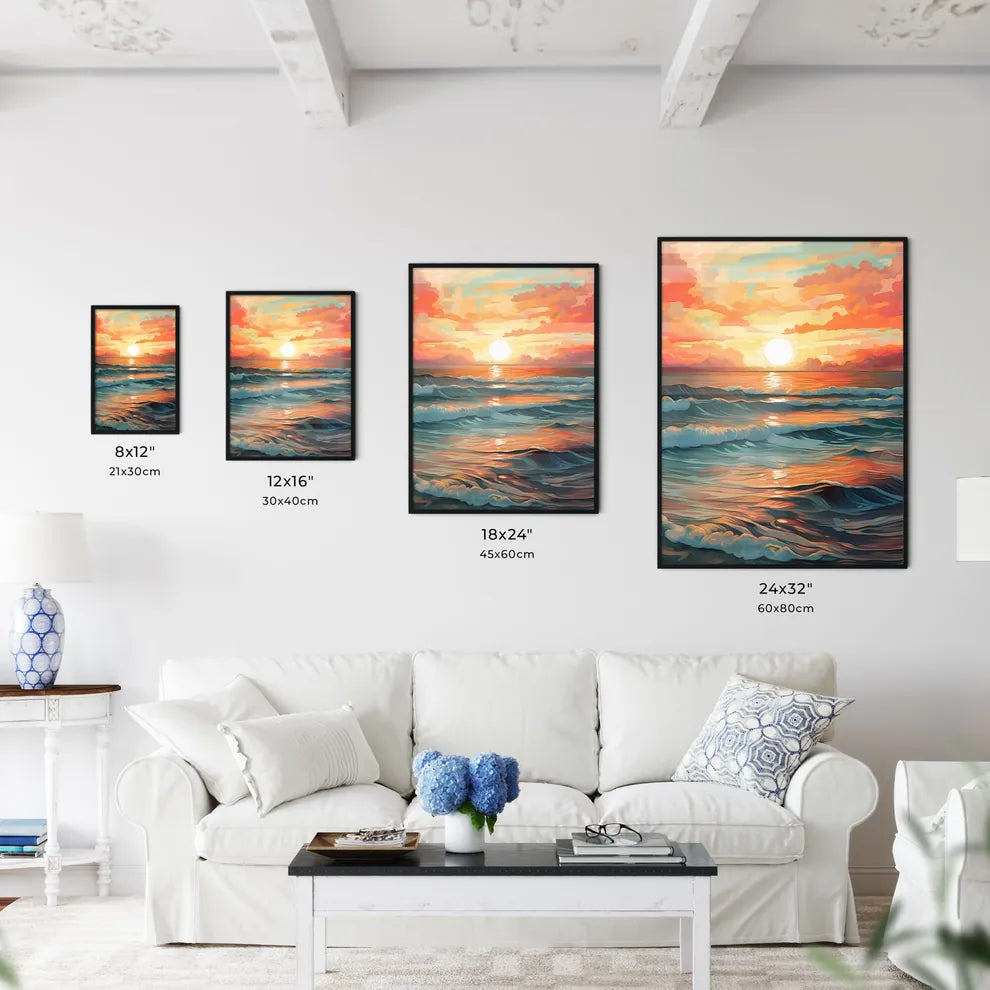 Sunset Over A Body Of Water Art Prin Wall Art
