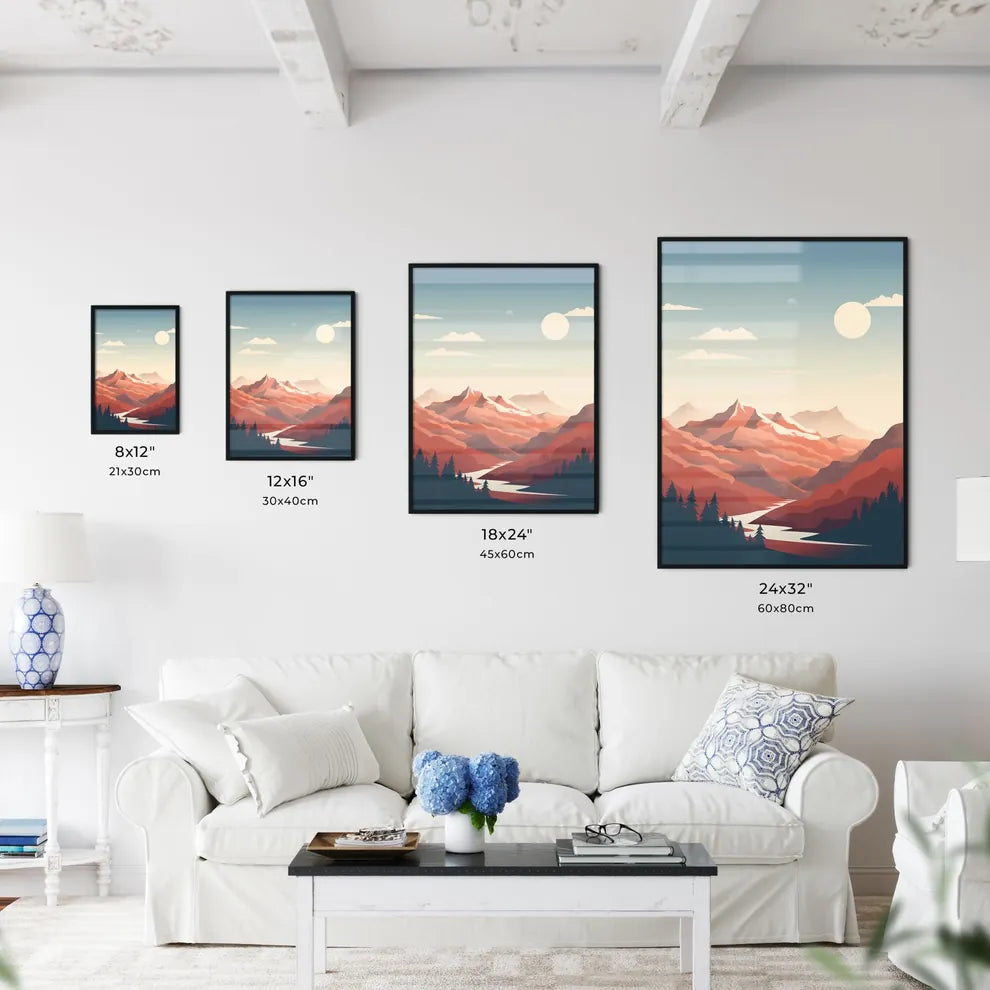 Landscape Of Mountains And Trees Art Prin Wall Art