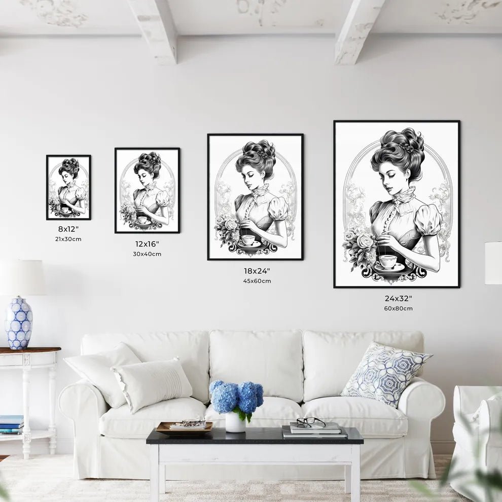 Woman Holding A Cup Of Coffee Art Prin Wall Art