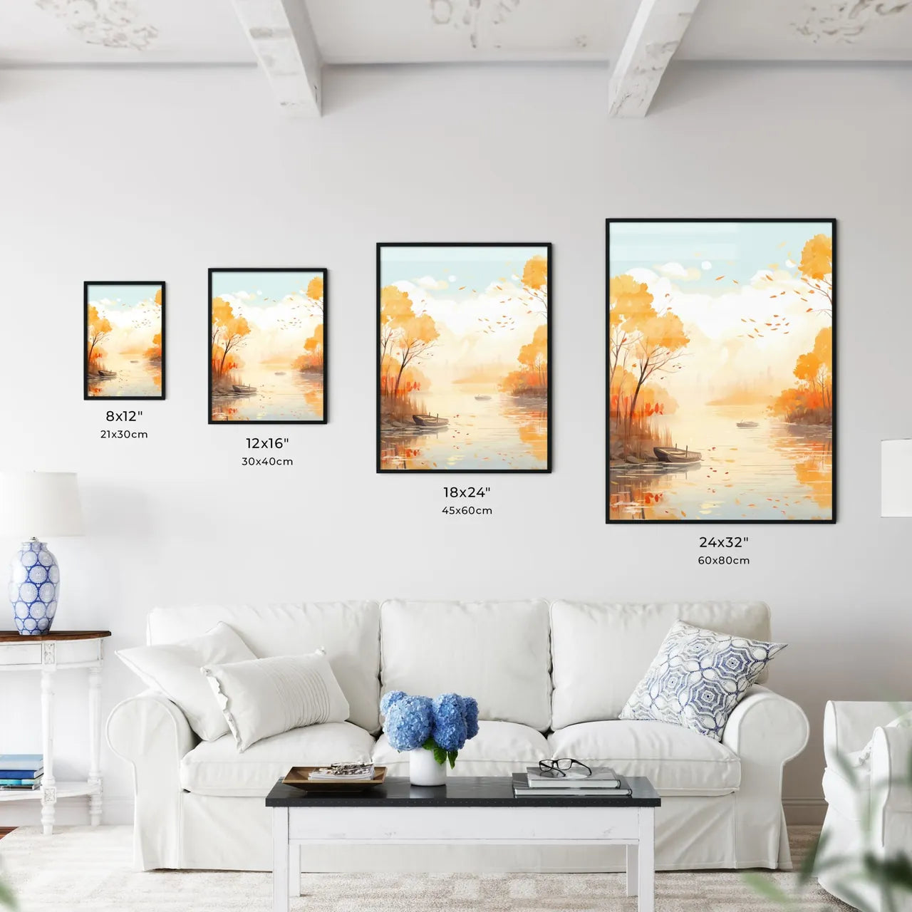 River With Boats And Trees Art Prin Wall Art