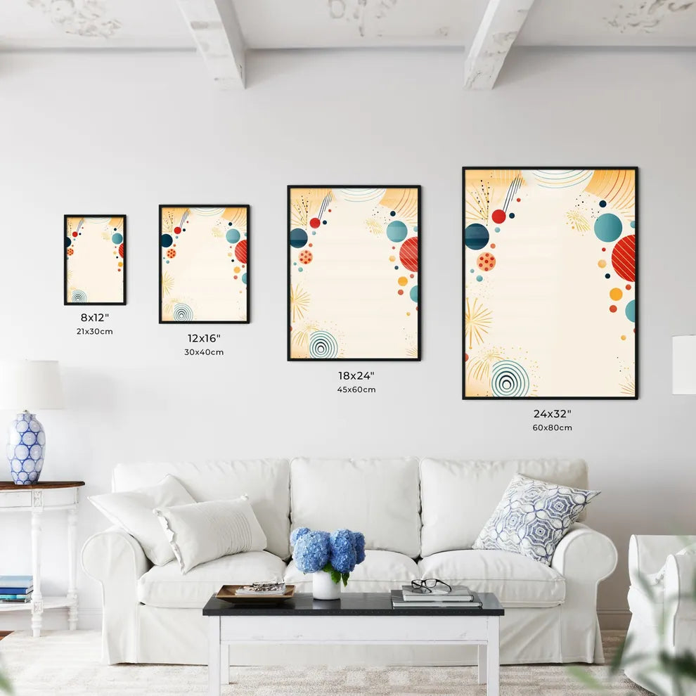 Colorful Fireworks And Circles Art Prin Wall Art