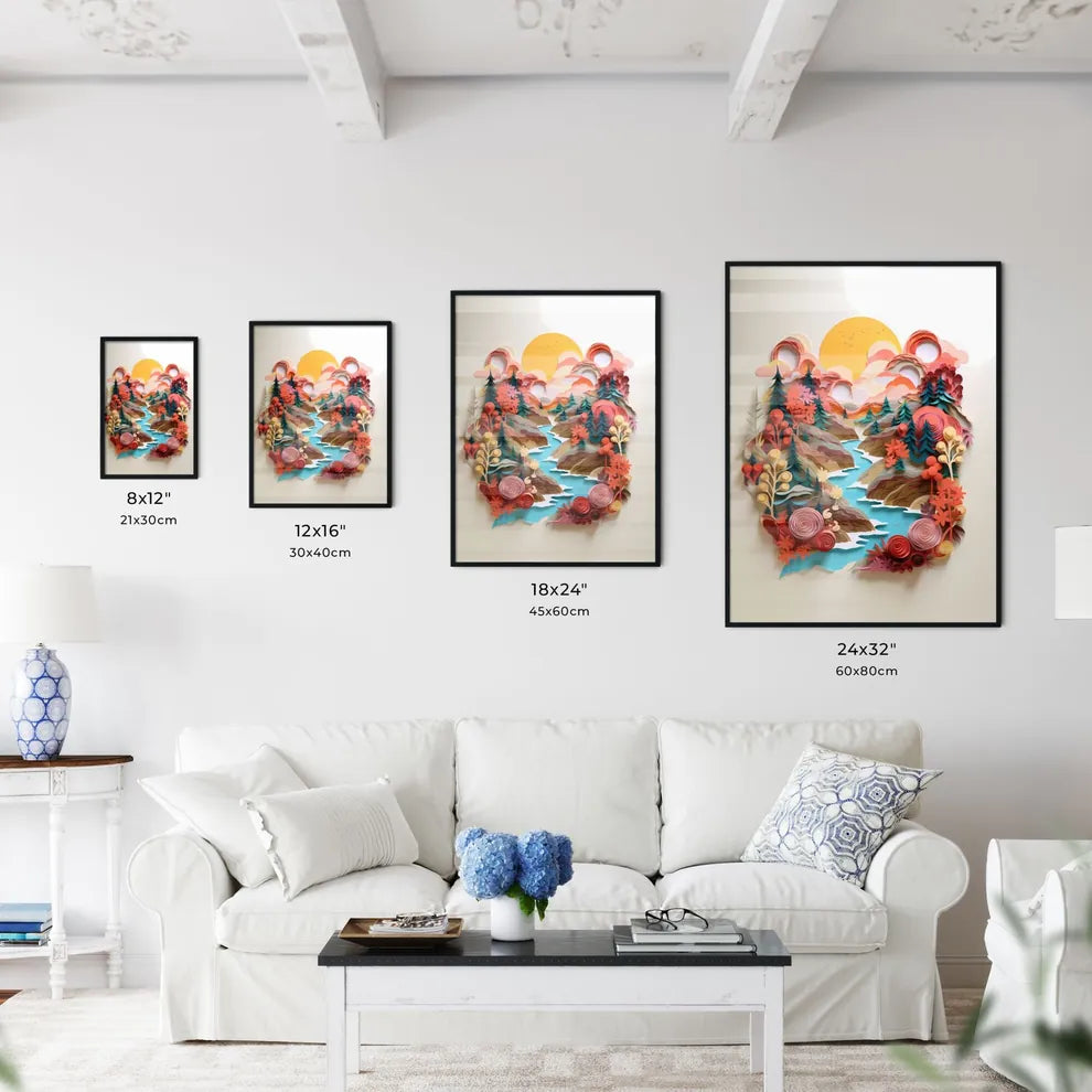 Paper Cut Out Of A Landscape Art Print