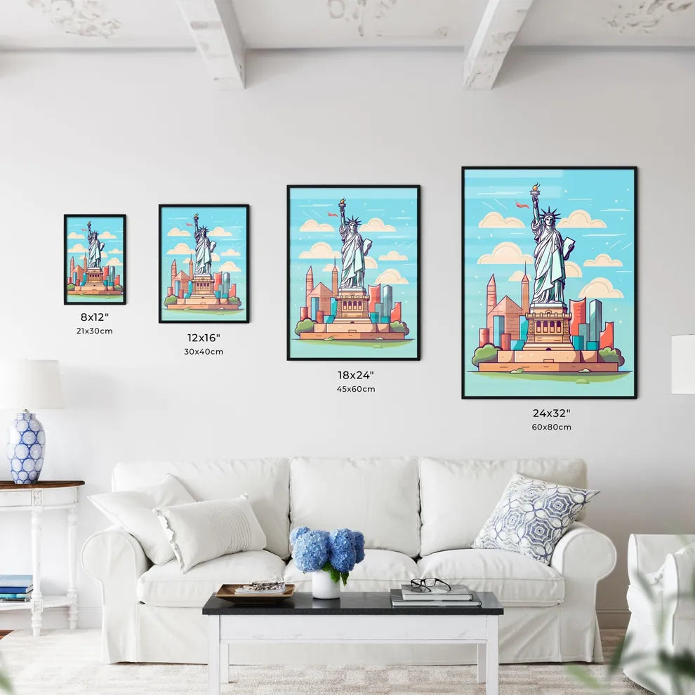 Statue Of Liberty With A City Behind It Art Print Interior Design