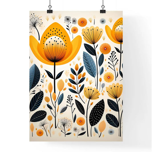 Group Of Flowers And Leaves Art Prin Poster