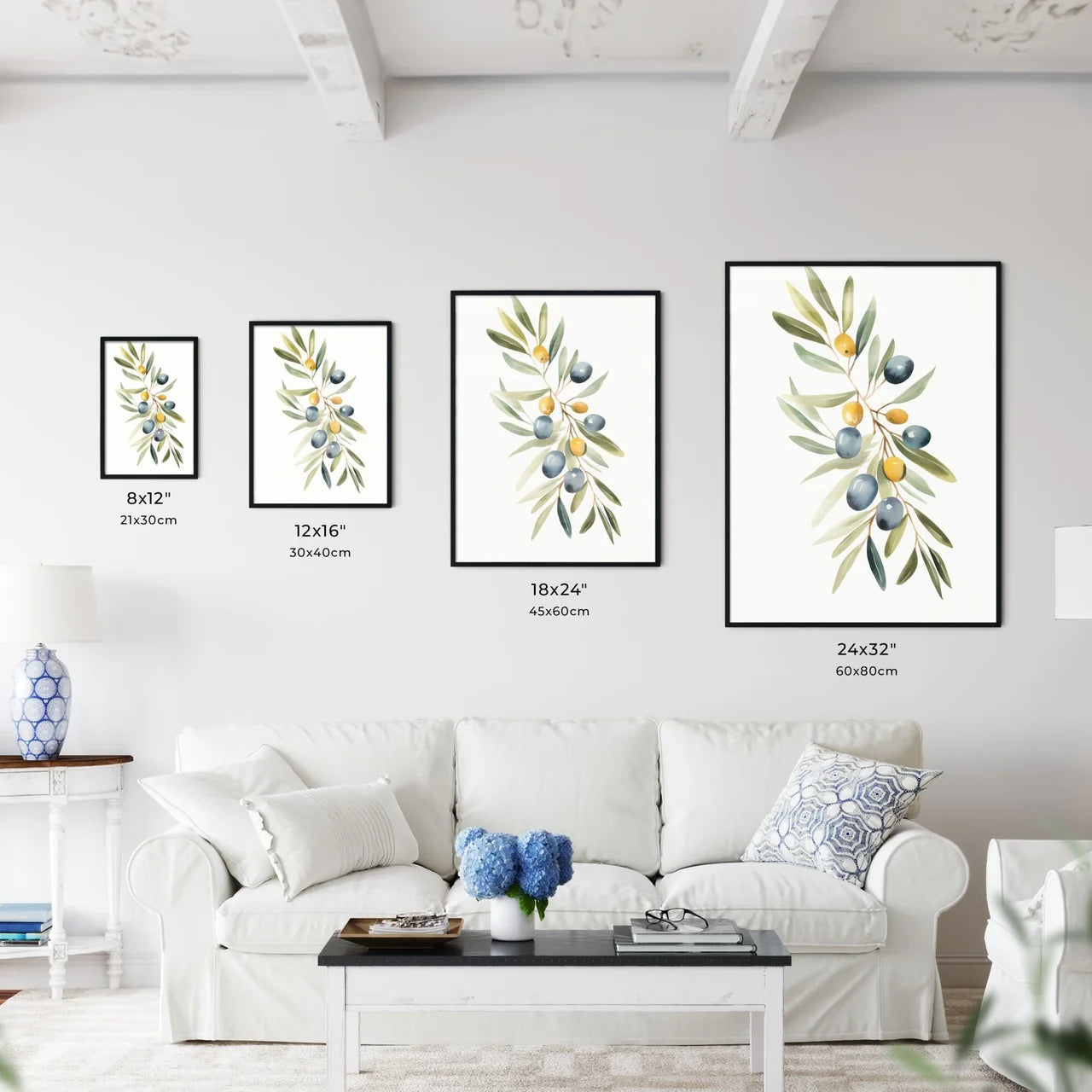 Watercolor Painting Of A Branch With Fruits Wall Art