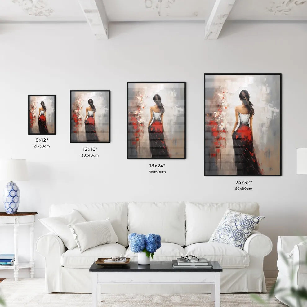 Painting Of A Woman In A Red Dress Art Prin Wall Art