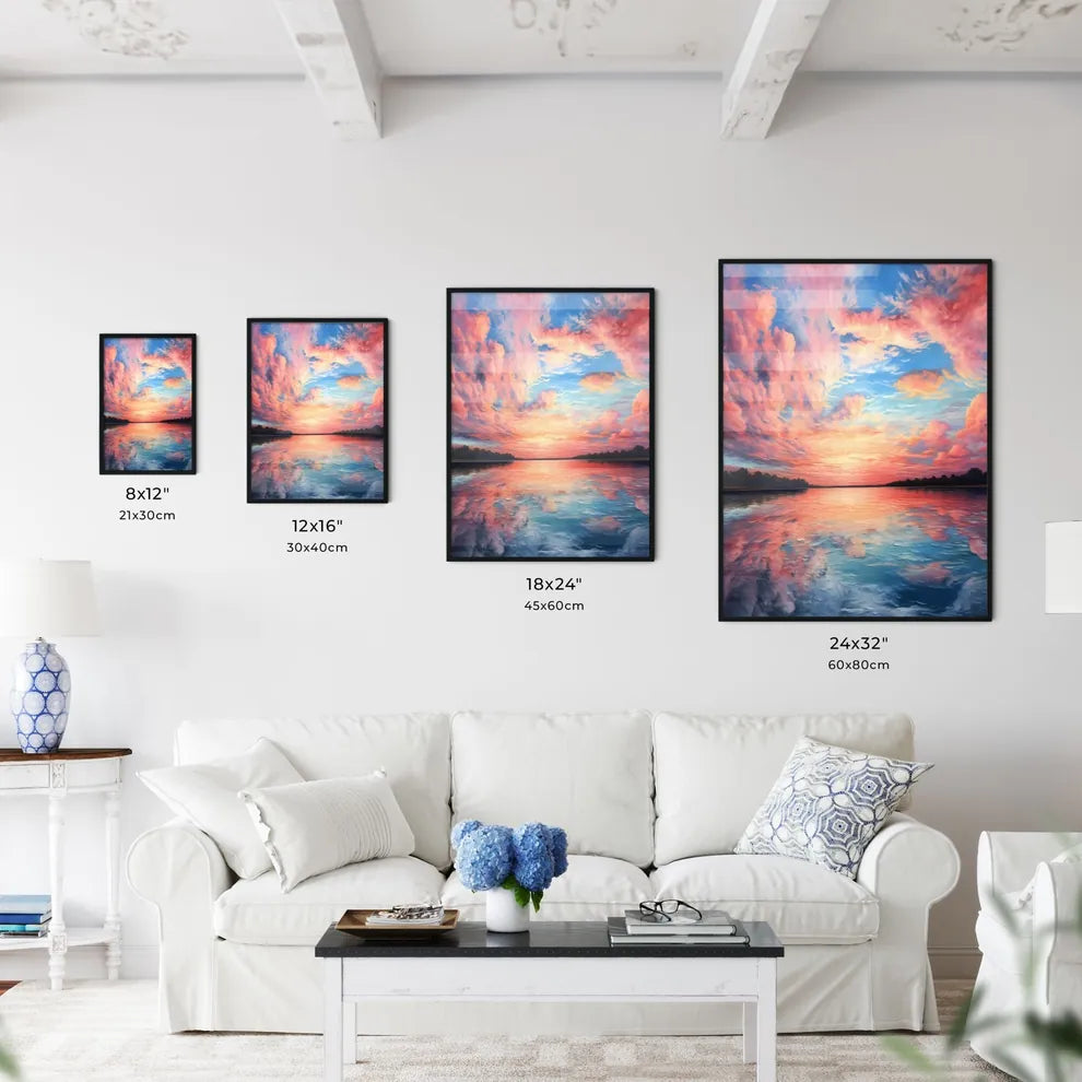 Pink Clouds Over A Body Of Water Art Prin Wall Art