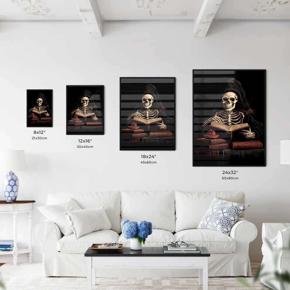 Skeleton Wearing A Hood And Holding A Book A Wall Art