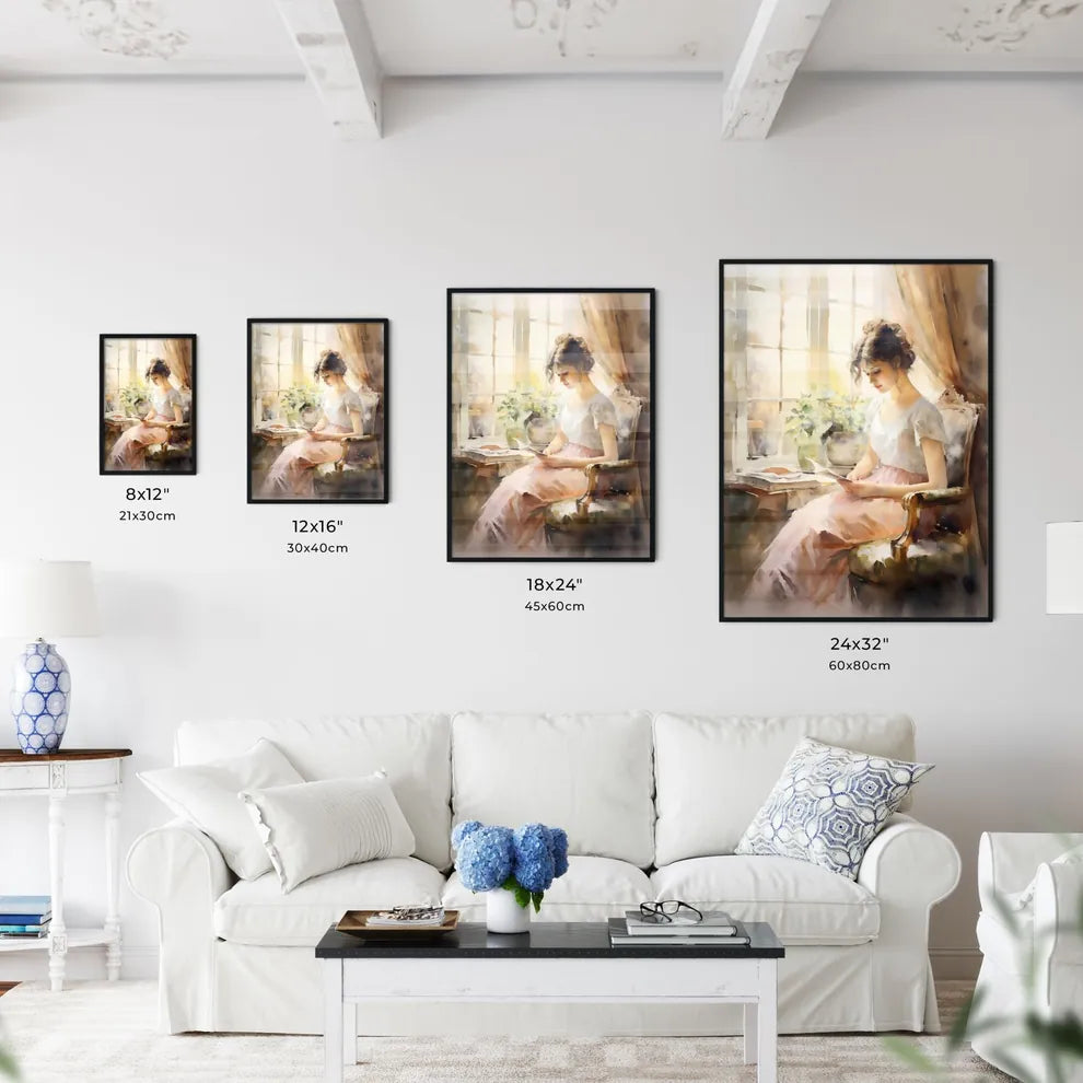 Woman Sitting In A Chair Reading A Book Art Wall Art