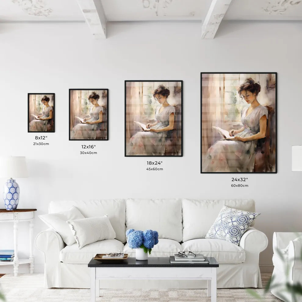 Woman Sitting In A Chair Reading A Book Art Wall Art