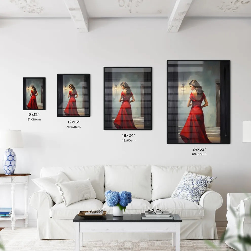 Woman In A Red Dress Art Prin Wall Art