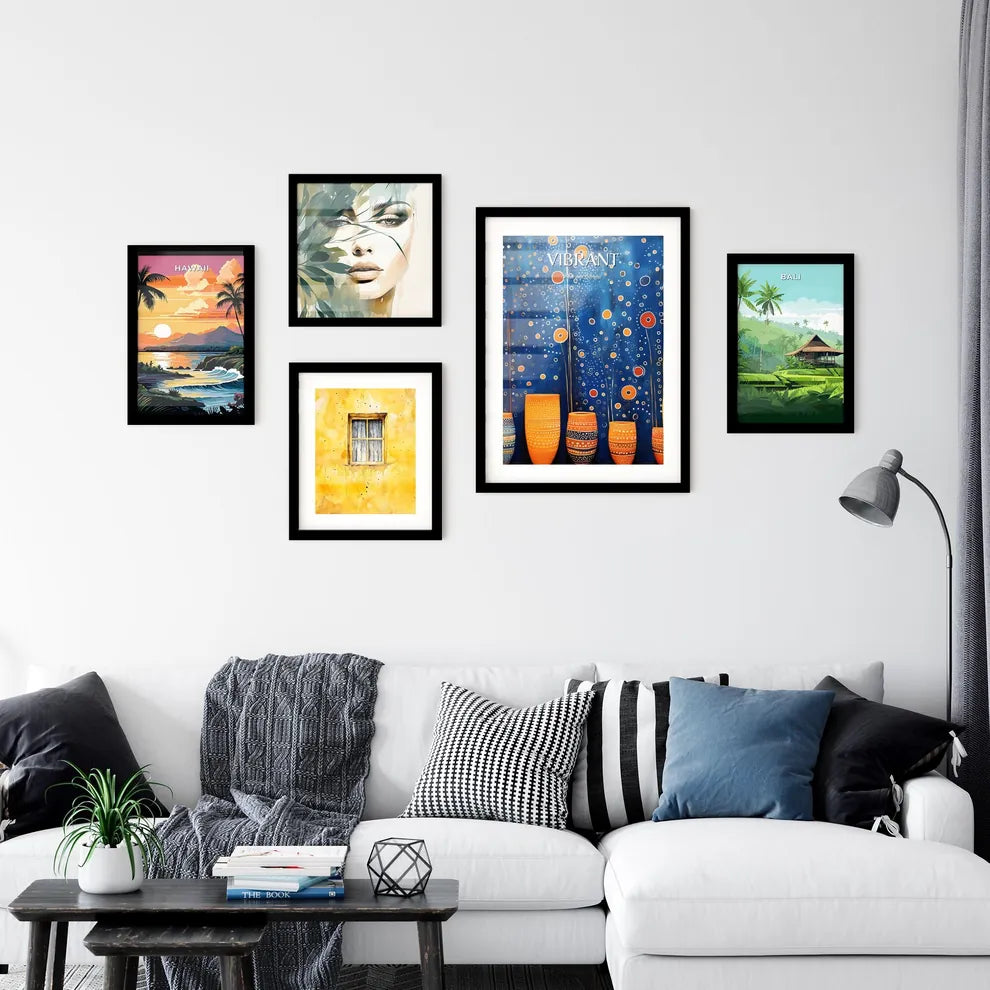 Group Of Orange And Blue Vases Art Prin Wall Art