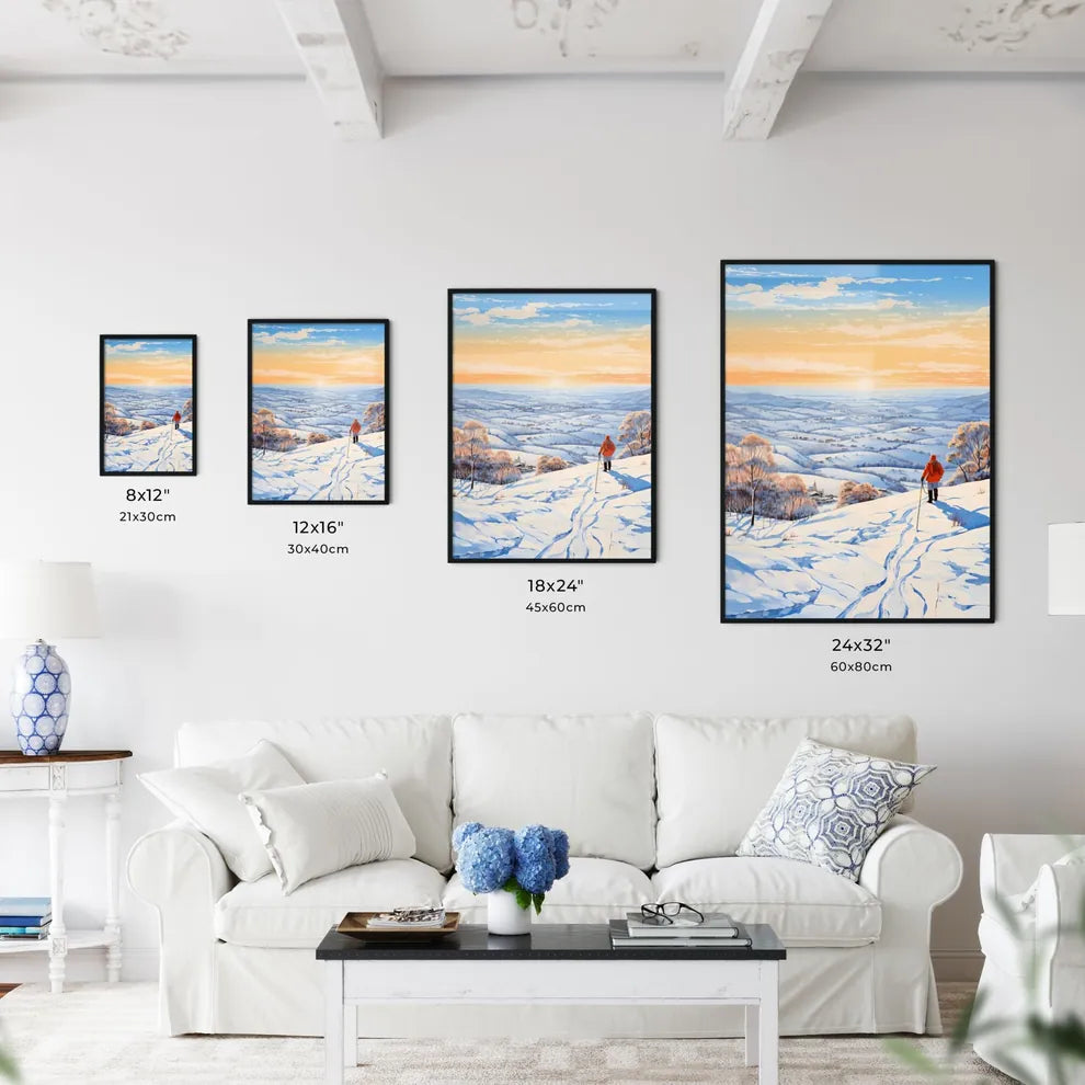 Person Walking On A Snowy Hill Art Prin Wall Art