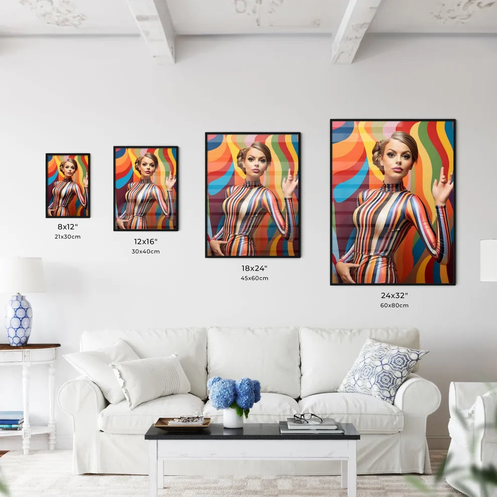 Woman In A Striped Dress Art Prin Wall Art