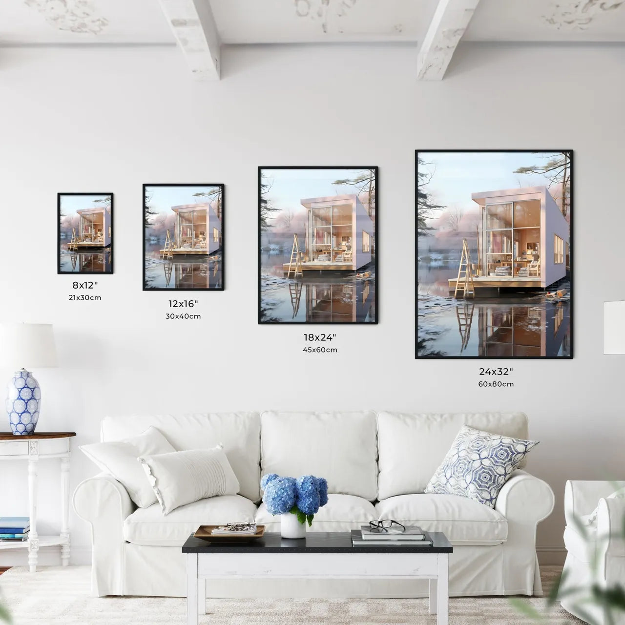 Small White House On A Lake Art Print Interior Design