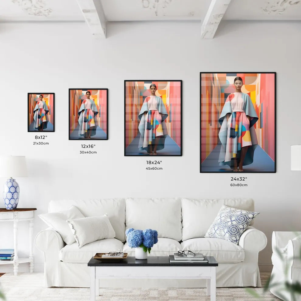 Woman In A Colorful Dress Art Prin Wall Art