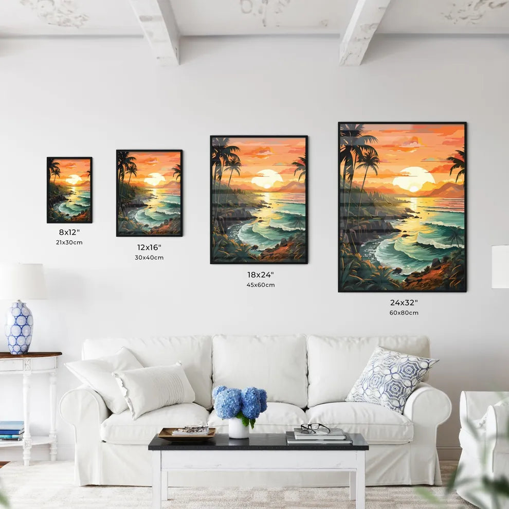 Sunset Over A Tropical Beach Art Prin Wall Art
