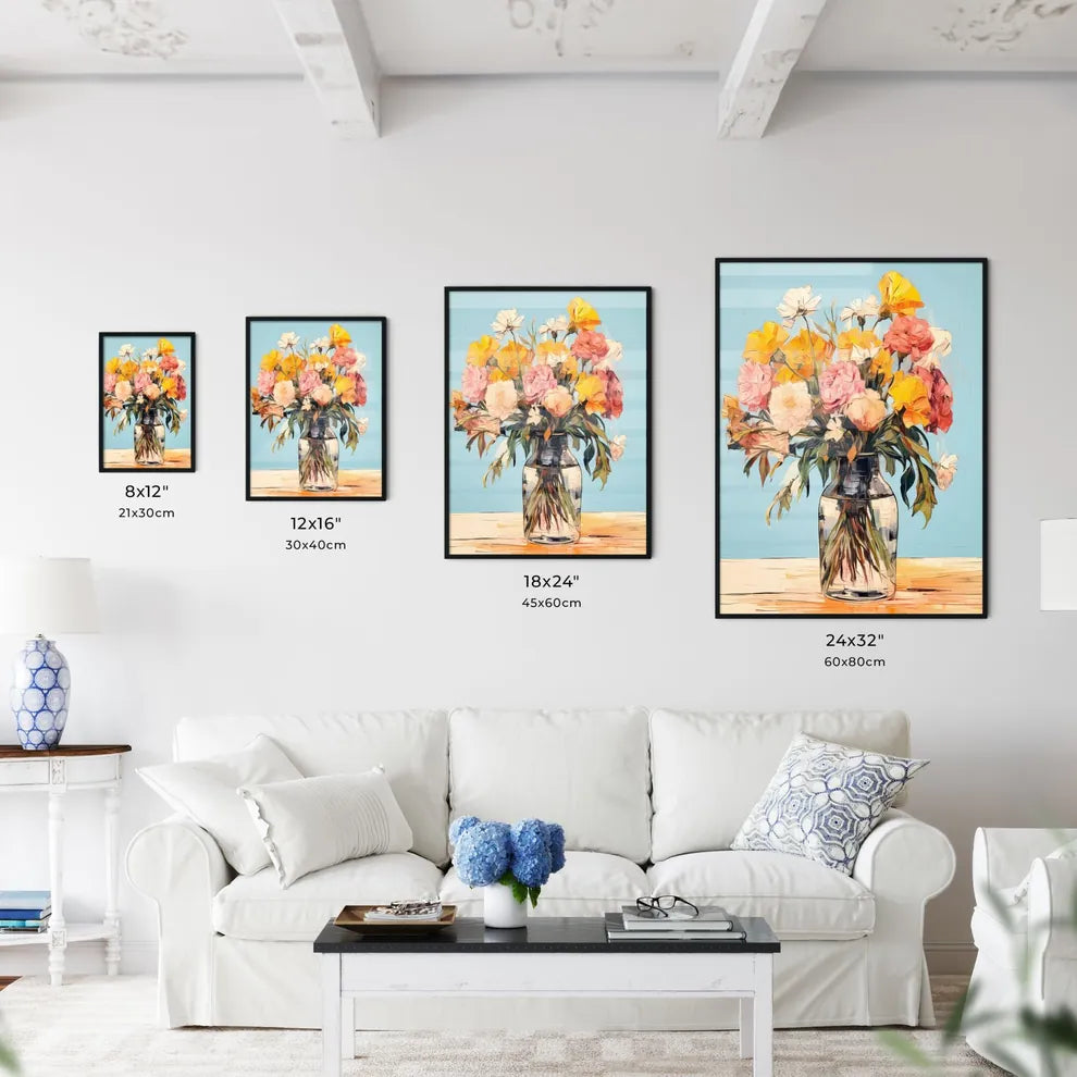 Painting Of Flowers In A Vase Art Prin Wall Art