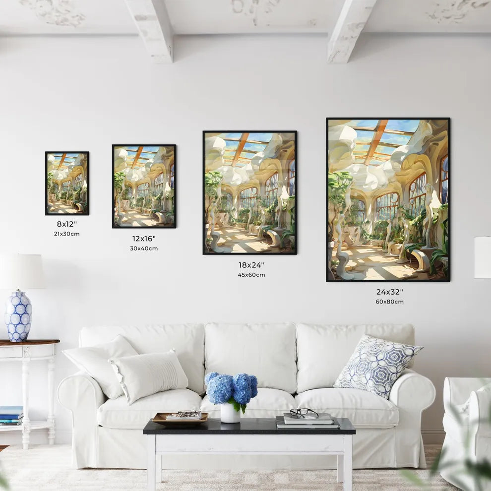 Room With Plants And Statues Art Print