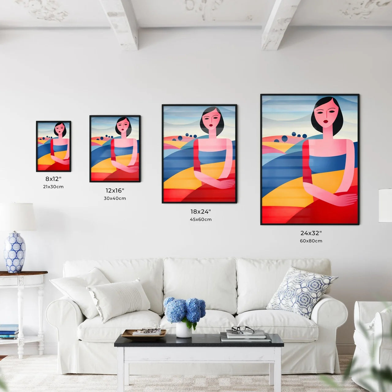 Painting Of A Woman In A Colorful Dress Art Wall Art
