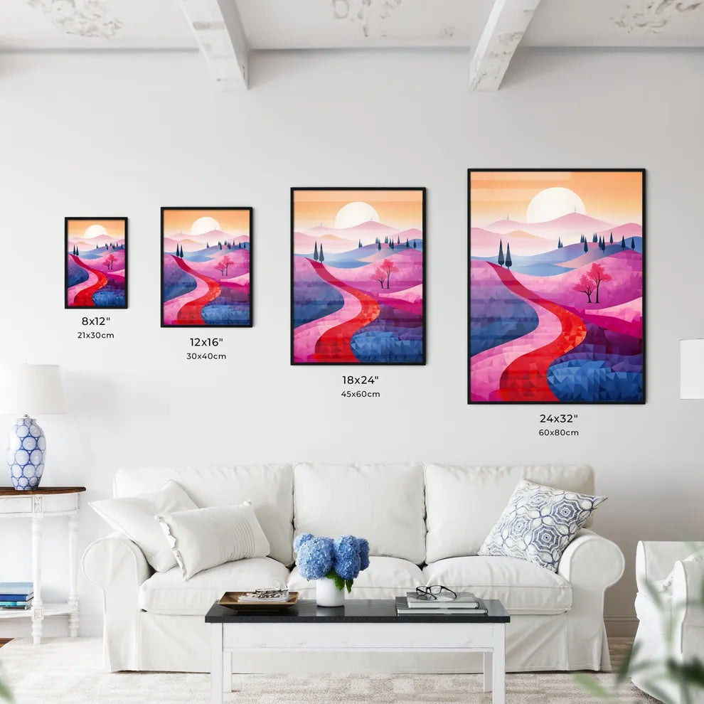 Colorful Landscape With Trees And A Road Art Wall Art