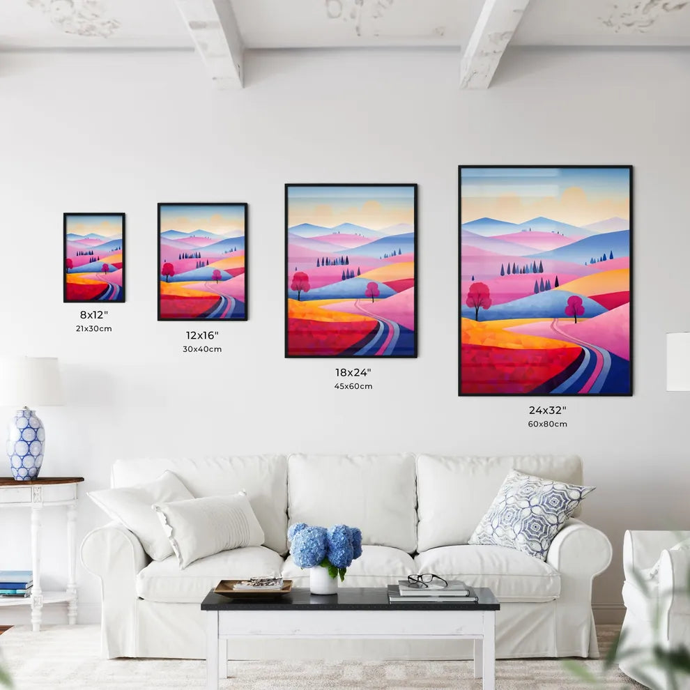 Landscape With Trees And Hills Art Prin Wall Art