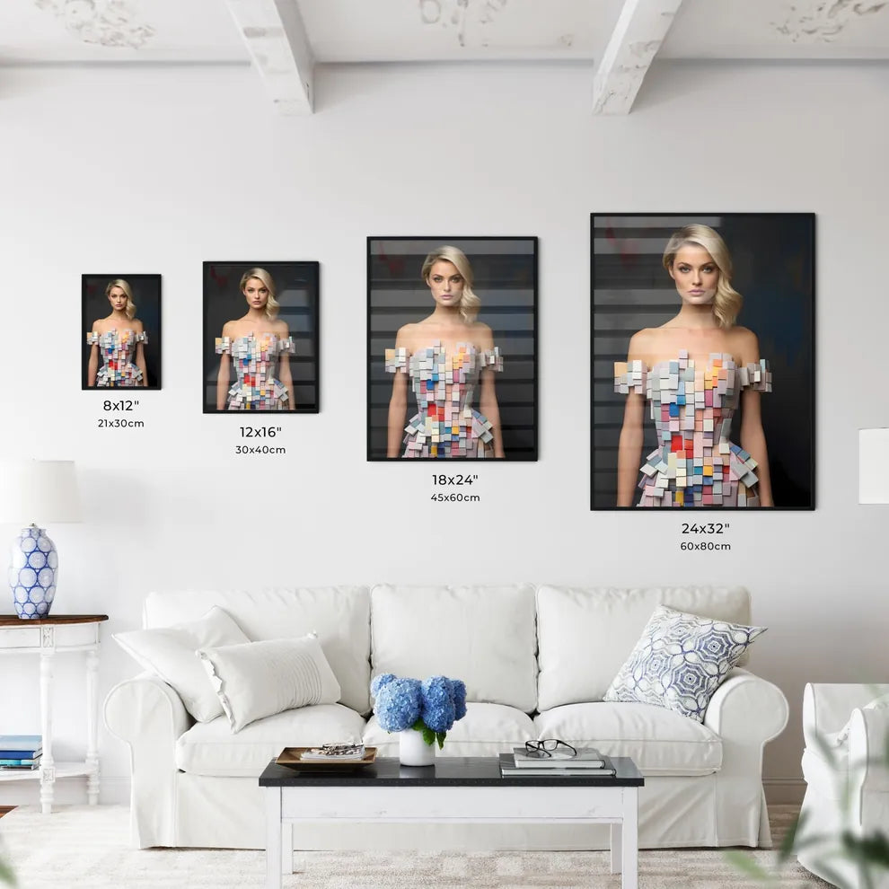 Woman Wearing A Dress Made Of Squares Art Pr Wall Art