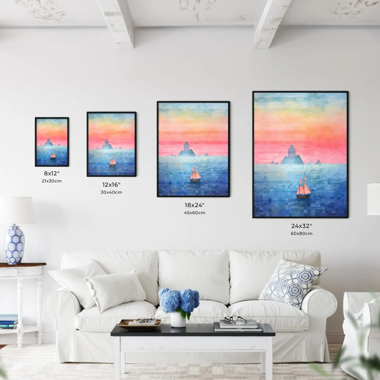 Painting Of A Sailboat In The Water Art Prin Wall Art
