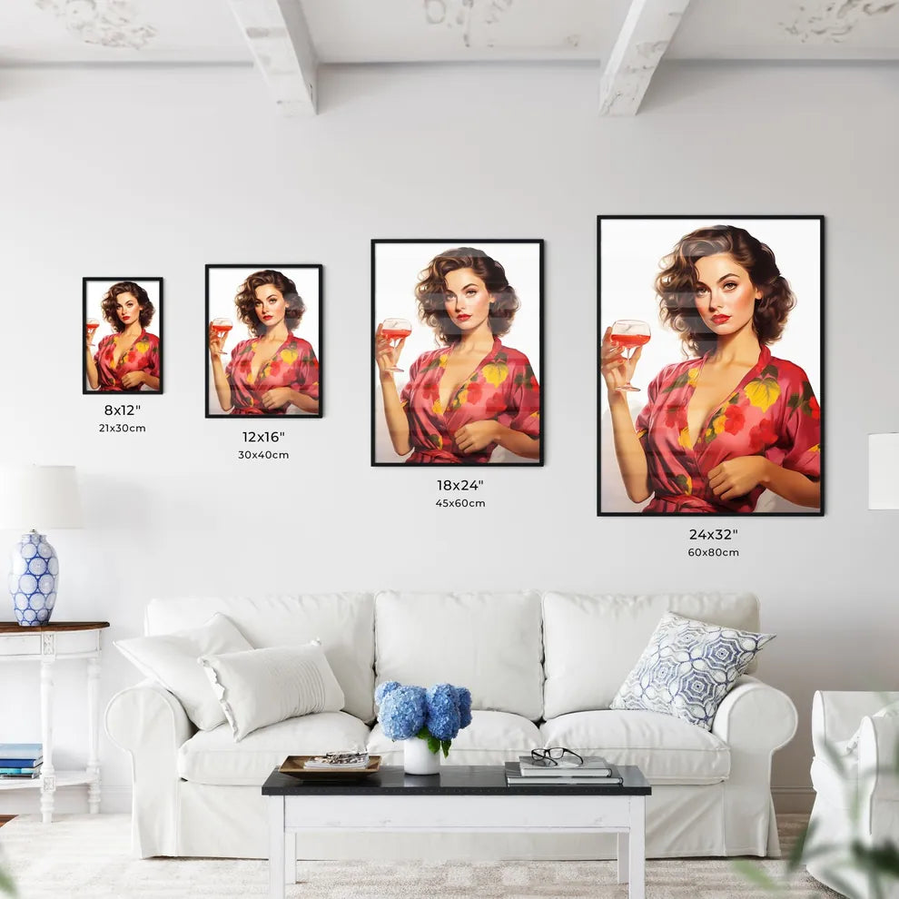 Woman Holding A Glass Of Wine Art Prin Wall Art