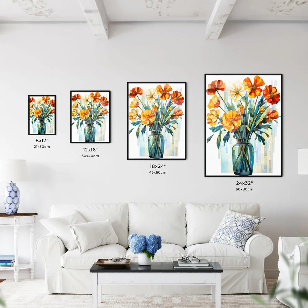 Painting Of Flowers In A Vase Art Prin Wall Art