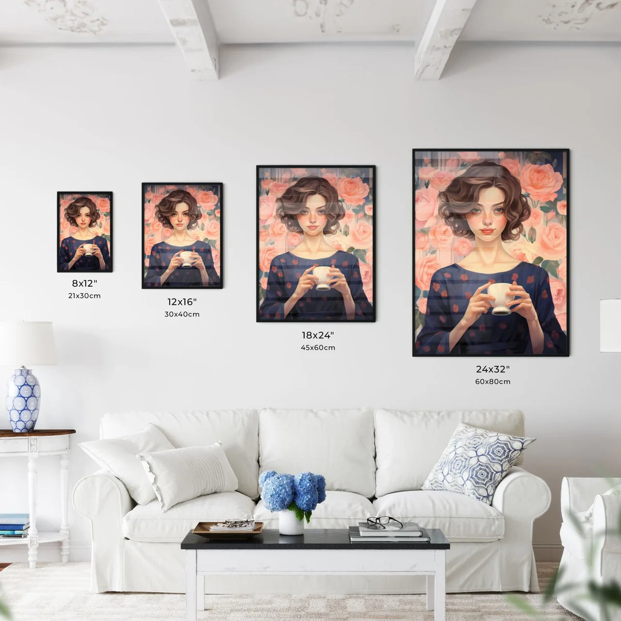 Woman Holding A Cup Art Prin Wall Art