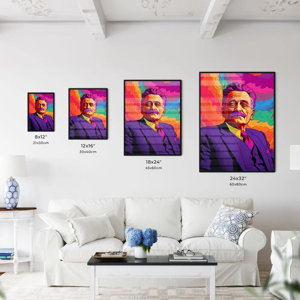 Man With A Mustache And Purple Suit Art Prin Wall Art